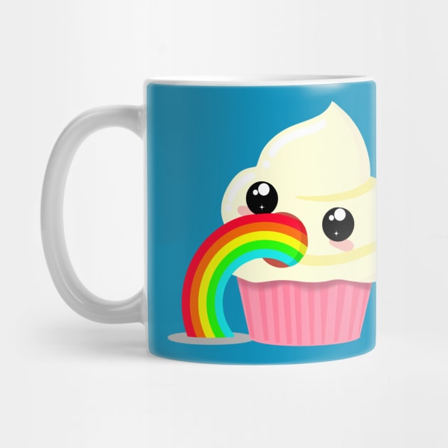 Kawaii Puking Rainbow Cupcake Emoji by LittleBunnySunshine